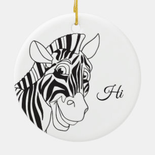 Ornamento De Cerâmica "Todo o encanto!" Na moda preto & branco da zebra