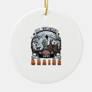 Ornamento De Cerâmica Todo Professor Ama Cérebros Halloween Zumbi Mão As