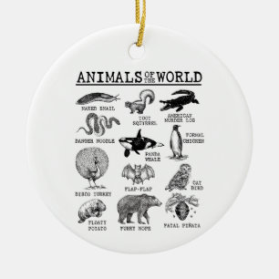Ornamento De Cerâmica Todos os Animais do Mundo Vintage Meme Engraçado d