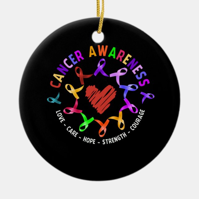 Ornamento De Cerâmica Todos Os Canceres De Luta Contra A Consciência Do  (Frente)