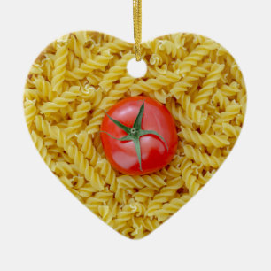 Ornamento De Cerâmica Tomate com massa fusilli