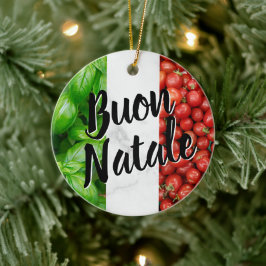 Ornamento De Cerâmica Tomate Manjericão Buon Natale