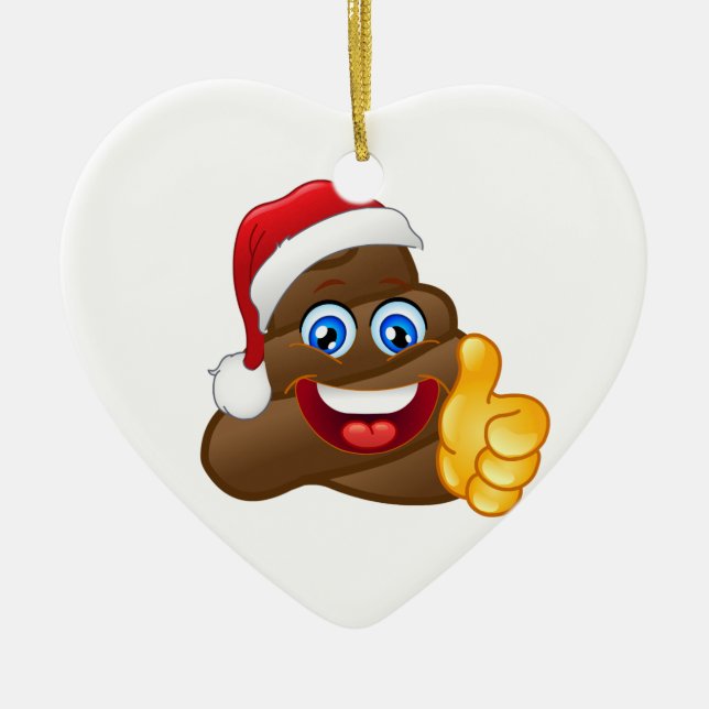 Ornamento De Cerâmica Tombadilho brilhante maluco Emoji do papai noel (Frente)