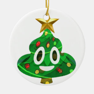 Ornamento De Cerâmica Tombadilho Emoji da árvore de Natal