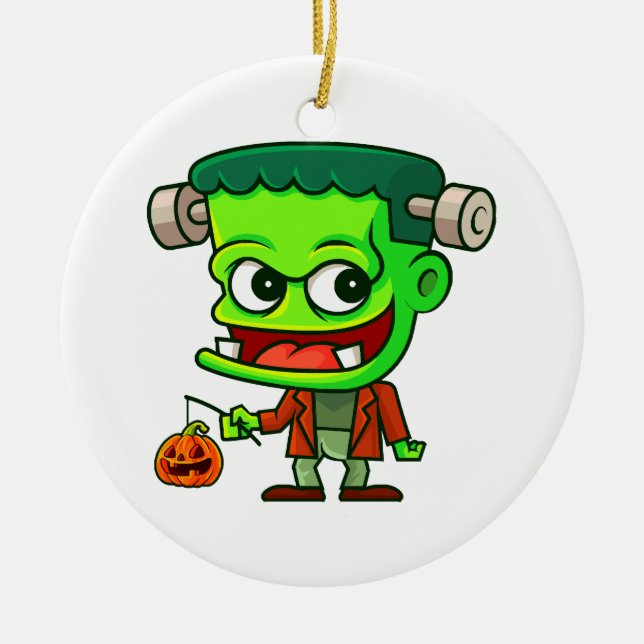 Ornamento De Cerâmica Toon Frankenstein (Frente)