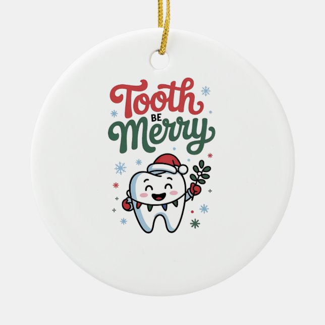 Ornamento De Cerâmica Tooth Be Dental Dentist Feliz Natal Xmas (Frente)