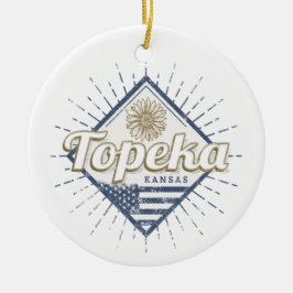 Ornamento De Cerâmica Topeka City Kansas Estados Unidos Sunflower EUA