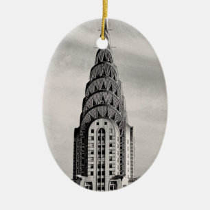 Ornamento De Cerâmica Topo do Chrysler Building NYC - P&B