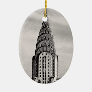Ornamento De Cerâmica Topo do Chrysler Building NYC - P&B