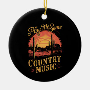 Ornamento De Cerâmica Toque-me alguma música country vintage cowboy ocid