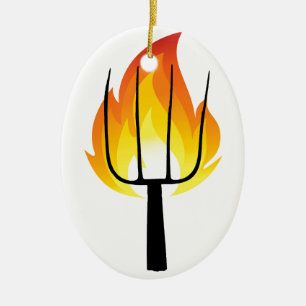 Ornamento De Cerâmica Torch e Pitchfork