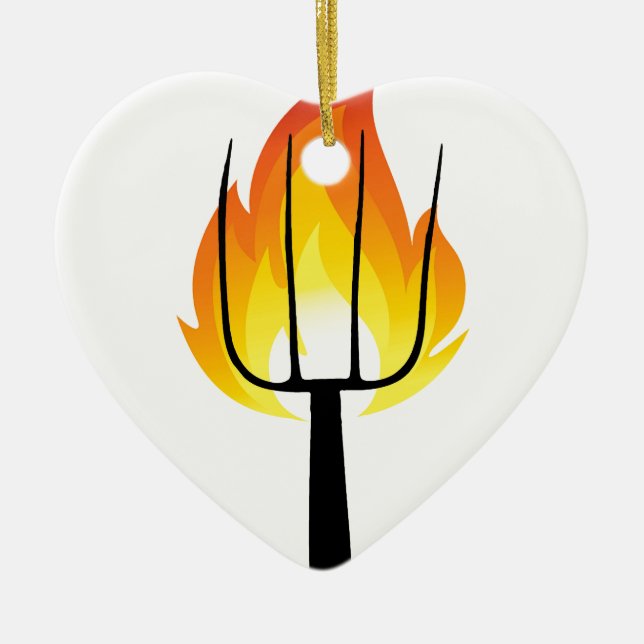 Ornamento De Cerâmica Torch e Pitchfork (Frente)