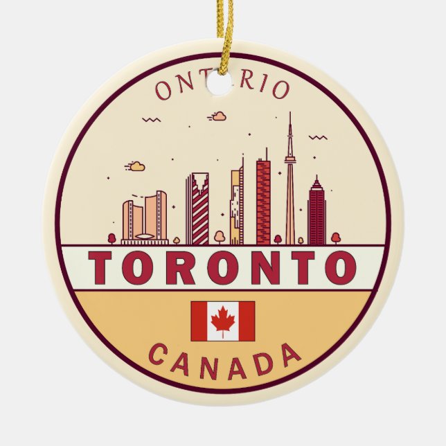 Ornamento De Cerâmica Toronto Canada City Skyline Emblem (Frente)