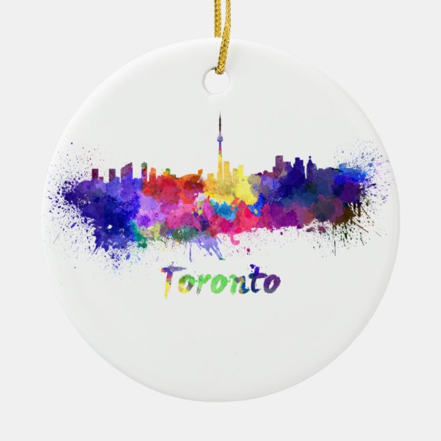 Ornamento De Cerâmica Toronto skyline in watercolor (Frente)