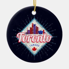 Ornamento De Cerâmica Toronto Skyline Ontario Retro Canada Vintage