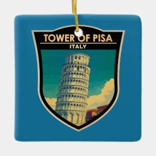 Ornamento De Cerâmica Torre de Pisa Itália Viagem Art Vintage