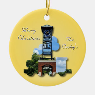 Ornamento De Cerâmica Torre e comboio foley personalizados (amarelo)