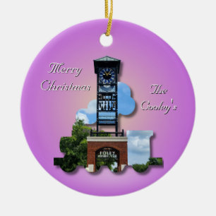 Ornamento De Cerâmica Torre e comboio foley personalizados (roxo)