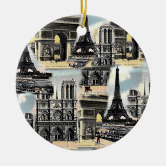 Ornamento De Cerâmica Torre Eiffel da colagem do viagem de Paris do