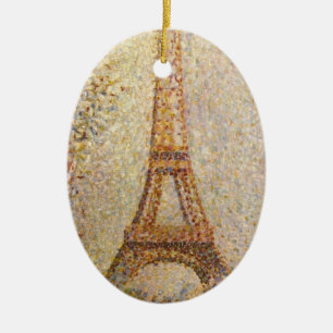 Ornamento De Cerâmica Torre Eiffel de Georges Seurat, Vintage Fine Art