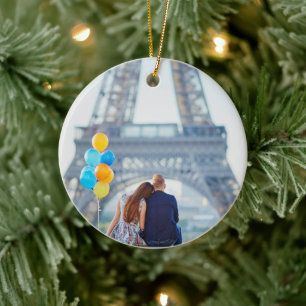 Ornamento De Cerâmica Torre Eiffel de Natal Personalizada em Paris Féria