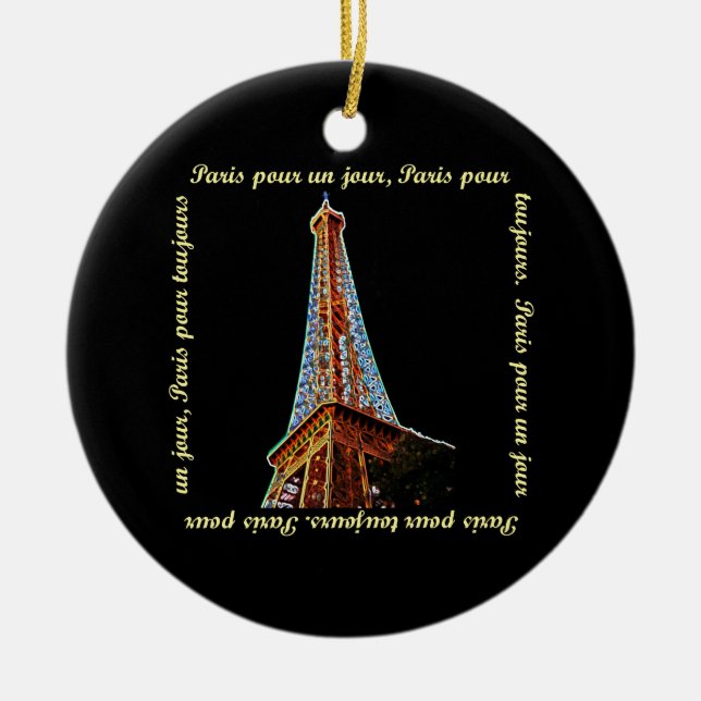 Ornamento De Cerâmica Torre Eiffel de Paris (Frente)