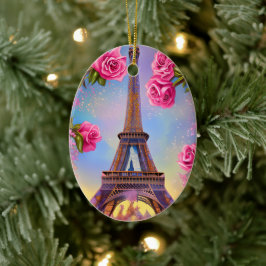 Ornamento De Cerâmica Torre Eiffel Personalizada Rosa Rosa Rosa Rosa Nat