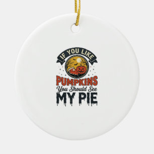 Ornamento De Cerâmica Torta de Abóbora Divertida Design de Camisa Vintag