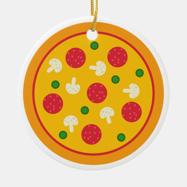 Ornamento De Cerâmica Torta de Pizza (Frente)