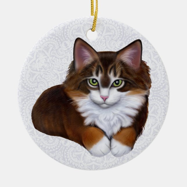Ornamento De Cerâmica TortoisesInferno Maine Coon Kitten Ornament (Frente)