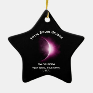 Ornamento De Cerâmica TOTAL personalizado ECLIPSE SOLAR 2024 Estrela Cer