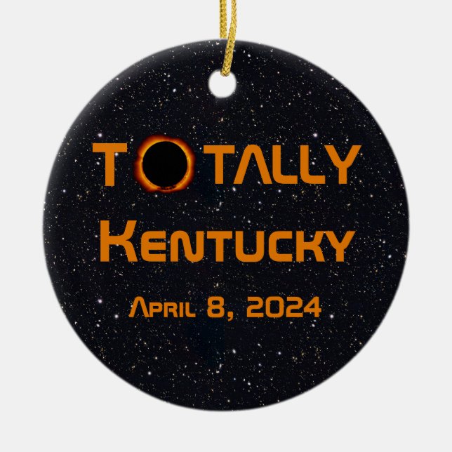 Ornamento De Cerâmica Totalmente Kentucky 2024 Solar Eclipse (Frente)