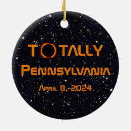 Ornamento De Cerâmica Totalmente Pensilvânia 2024 Solar Eclipse