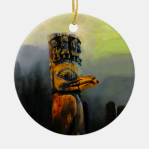Ornamento De Cerâmica Totem pólo do corvo