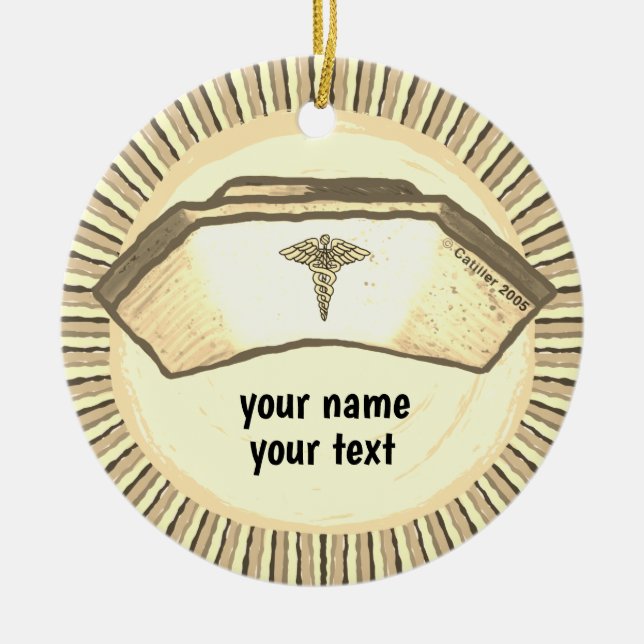 Ornamento De Cerâmica Touca de Enfermeira Retrô (Frente)