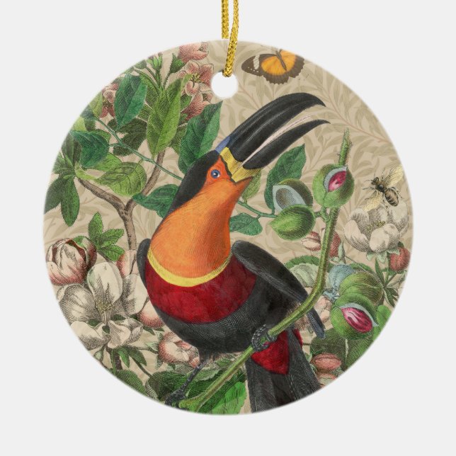 Ornamento De Cerâmica Toucan Jungle Tropical Bird Beauful Antiguidade (Frente)
