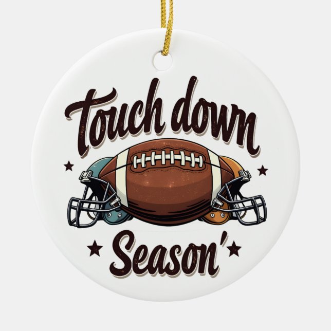 Ornamento De Cerâmica Touch Down Season Fantasy Futebol Rugby Gift (Frente)