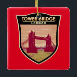 Ornamento De Cerâmica Tower Bridge London Viagem Art Vintage<br><div class="desc">Trabalho de arte de vetor da ponte de torre. Torre Bridge é uma ponte móvel que atravessa o rio Tamisa. É um ícone de Londres com engenharia victoriana e passagens modernas de vidros.</div>