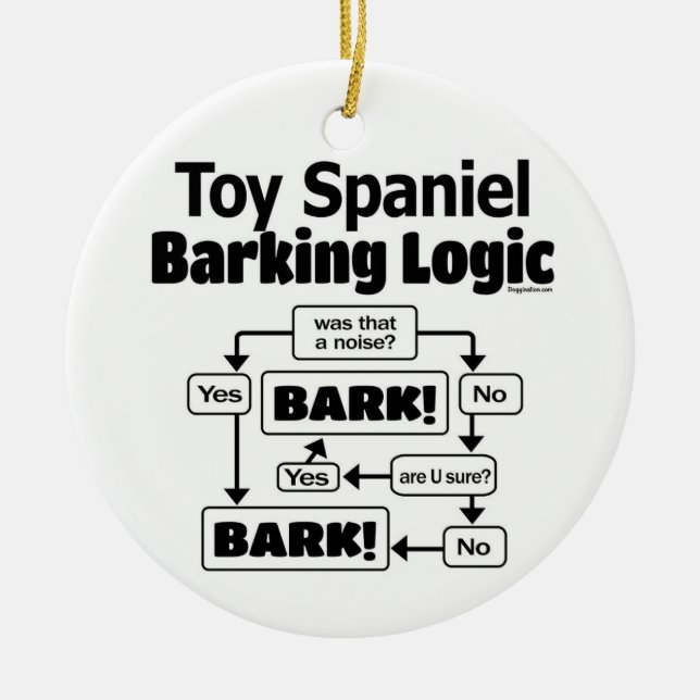Ornamento De Cerâmica Toy Spaniel Barking Logic (Frente)
