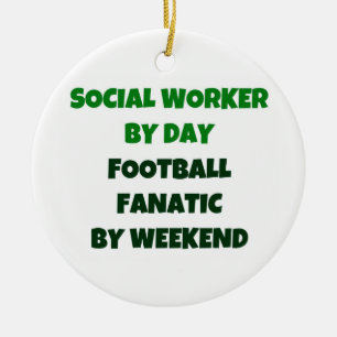 Ornamento De Cerâmica Trabalhador Social por Futebol Fanático por Dia no