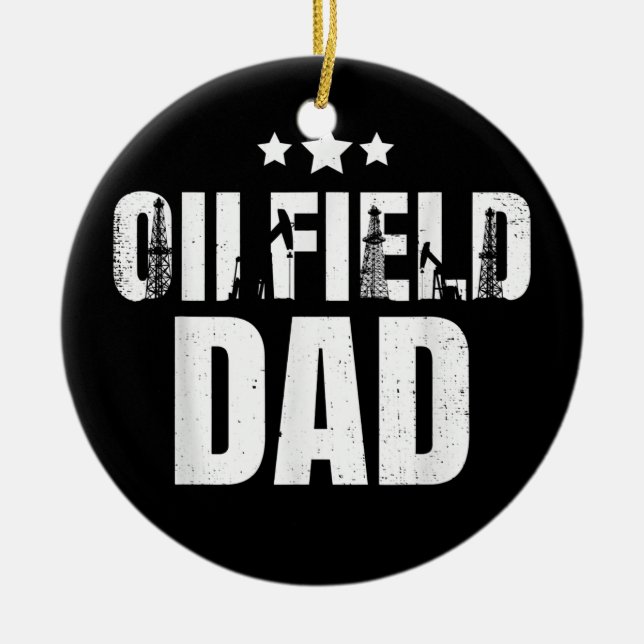 Ornamento De Cerâmica Trabalhadores do ramo petrolífero Oilfield Pai Oil (Frente)