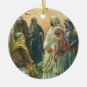 Ornamento De Cerâmica Trabalhando no Sábado, Religião Vintage