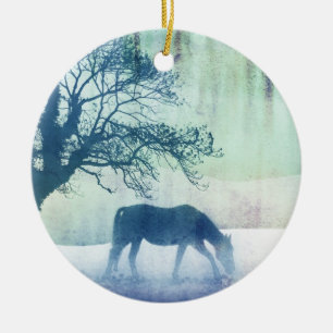 Ornamento De Cerâmica Trabalho de arte de Cavalo de Neve Bonito