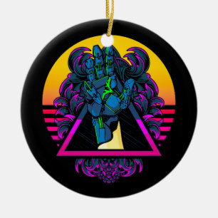 Ornamento De Cerâmica Trabalho de arte Mecânico Robótico Mão Moderna  