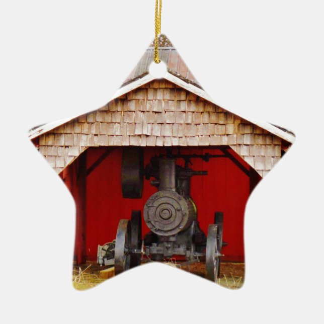 Ornamento De Cerâmica Tracter Antiquado com Vapor (Frente)