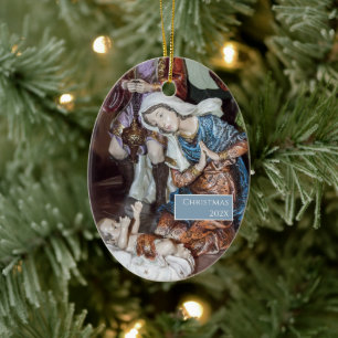 Ornamento De Cerâmica Traditional Nativity Manger Scene Ceramic Ornament