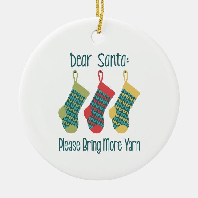 Ornamento De Cerâmica Traga Mais Yarn (Frente)