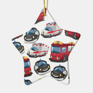 Ornamento De Cerâmica Transportes policiais, ambulatórios e bombeiros