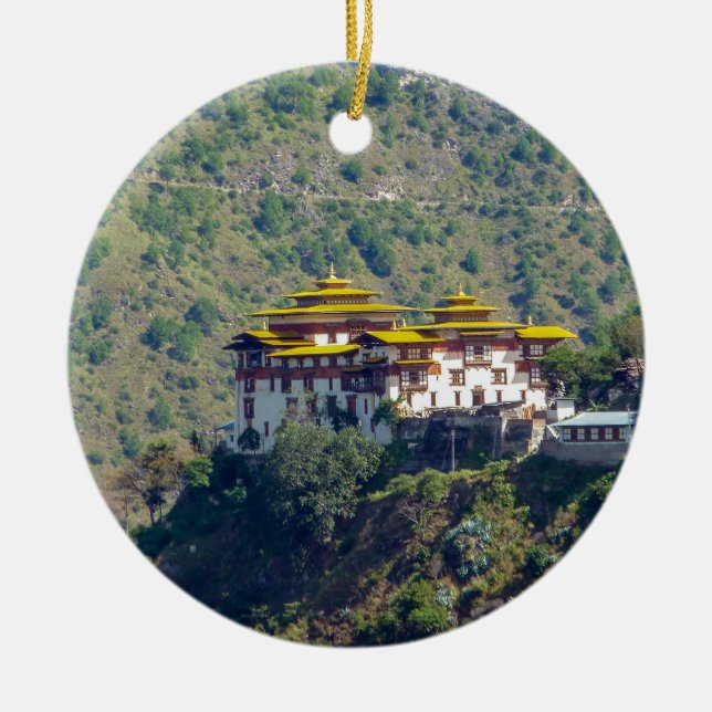 Ornamento De Cerâmica Trashigang Dzong - Butão Oriental (Frente)