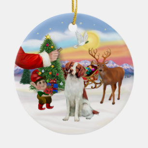 Ornamento De Cerâmica Tratado para um Brittany Spaniel